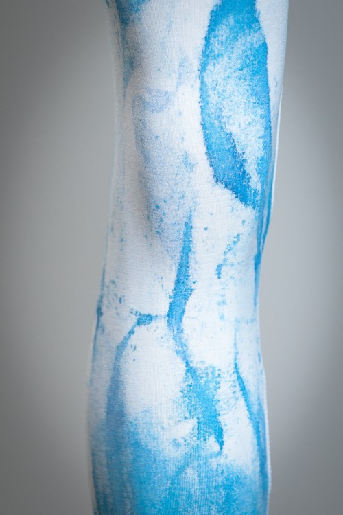 White with Blue LAYGS by Morgan Culture hand painted leggings