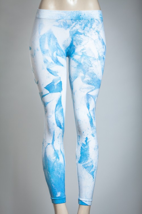 White with Blue LAYGS by Morgan Culture hand painted leggings