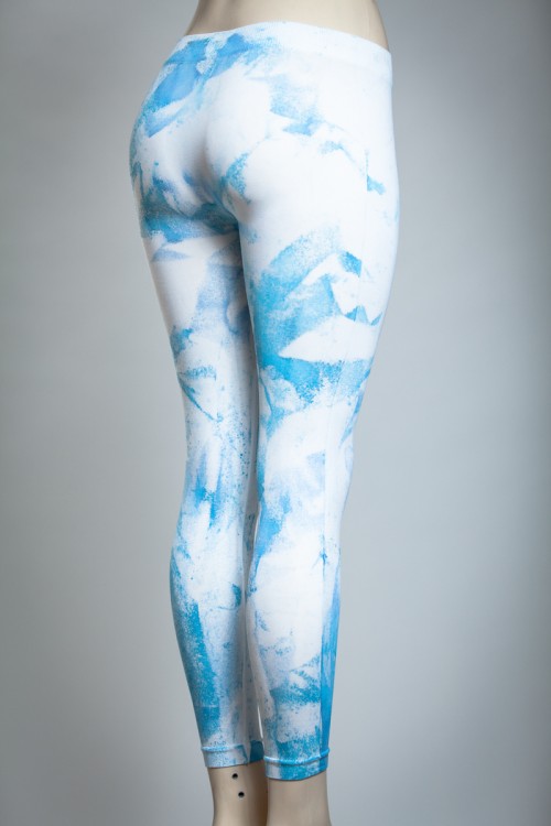 White with Blue LAYGS by Morgan Culture hand painted leggings
