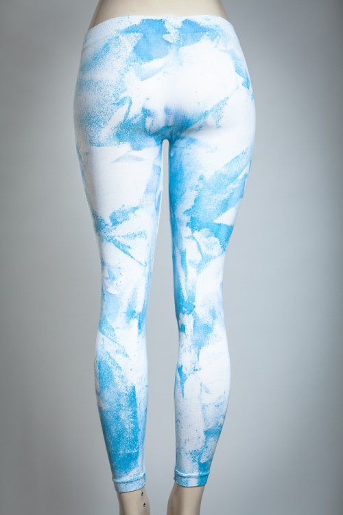 White with Blue LAYGS by Morgan Culture hand painted leggings