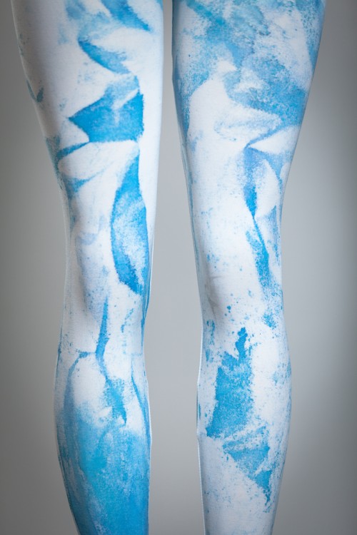 White with Blue LAYGS by Morgan Culture hand painted leggings